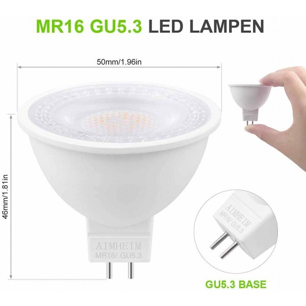 AIMHEIM 5W MR16 LED lamps GU5.3 spotlight corresponds to 45-55W halogen lamps