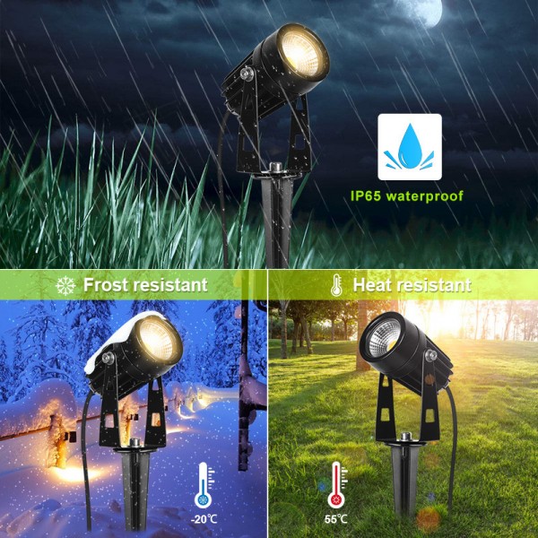 8 packs garden spotlights LED warm white, 3W garden light garden lighting with plug