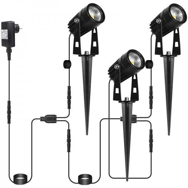 3 packs garden spotlights LED warm light, 3W garde...