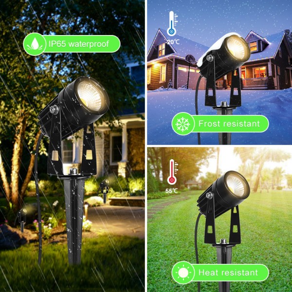 3 packs garden spotlights LED warm light, 3W garden light with AC adapter