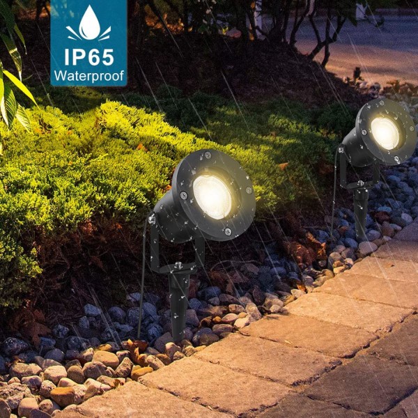 4 packs COB LED garden lights with ground spike, 4x5W MR16 GU5.3 garden spotlight LED